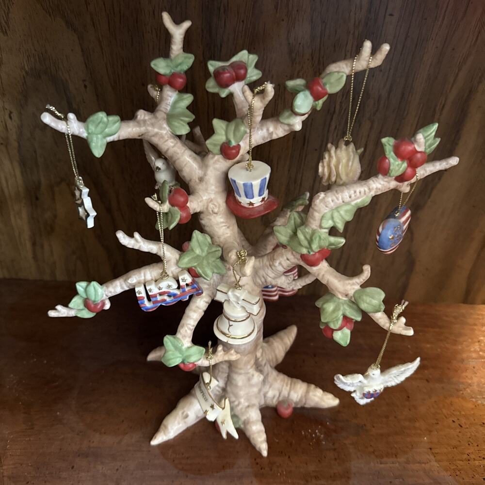 LENOX TREE OF INDEPENDENCE Complete 10 Mini Ornaments Patriotic No Box